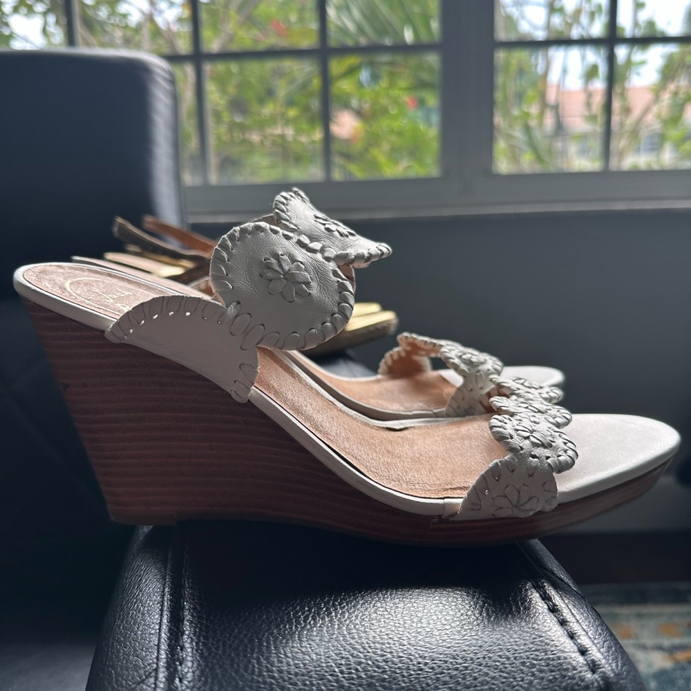 Jack Rogers White Wedge Sandals